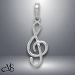 Load image into Gallery viewer, 14K Yellow Gold or White Gold 3-D Clef Treble Clef Pendant with Necklace Chain Options