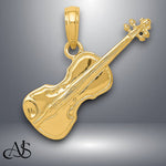 Load image into Gallery viewer, 14K Yellow Gold or White Gold Polished Solid 3-D Violin Pendant with Necklace Chain Options