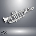 Load image into Gallery viewer, 14K Yellow Gold or White Gold Solid Polished 3-D Trumpet Pendant with Necklace Chain Options