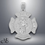Load image into Gallery viewer, 14K Yellow Gold or White Gold Large FD St. Florian Badge Pendant with Necklace Chain Options