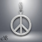 Load image into Gallery viewer, 14K Yellow Gold or White Gold 3D Polished Peace Sign Charm with Necklace Chain Options