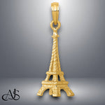 Load image into Gallery viewer, 14K Yellow Gold or White Gold Solid Polished 3-D Eiffel Tower Charm with Necklace Chain Options