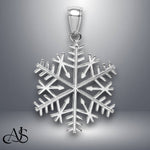 Load image into Gallery viewer, 14K Yellow Gold or White Gold Polished Snowflake Pendant with Necklace Chain Options