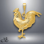 Load image into Gallery viewer, 14K Yellow Gold Solid Polished Open-Backed Rooster Pendant with Necklace Chain Options