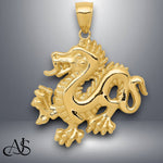 Load image into Gallery viewer, 14K Yellow Gold Solid Polished Dragon Pendant with Necklace Chain Options