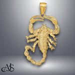 Load image into Gallery viewer, 14K Yellow Gold or White Gold Solid Polished Open-Backed Scorpion Pendant with Necklace Chain Options
