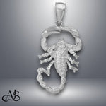 Load image into Gallery viewer, 14K Yellow Gold or White Gold Solid Polished Open-Backed Scorpion Pendant with Necklace Chain Options