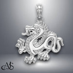 Load image into Gallery viewer, 14K Yellow Gold or White Gold Solid Polished Dragon Pendant with Necklace Chain Options