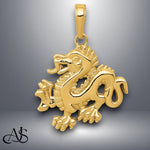 Load image into Gallery viewer, 14K Yellow Gold or White Gold Solid Polished Dragon Pendant with Necklace Chain Options