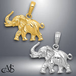 Load image into Gallery viewer, 14K Yellow Gold or White Gold Polished 3-D Elephant Pendant with Necklace Chain Options