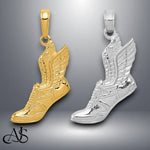 Load image into Gallery viewer, 14K Yellow Gold or White Gold Running Shoe Pendant with Necklace Chain Options