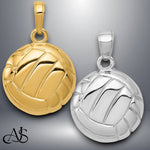 Load image into Gallery viewer, 14K Yellow Gold or White Gold Polished Open-Backed Volleyball Pendant with Necklace Chain Options