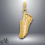 Load image into Gallery viewer, 14K Yellow Gold Polished Open-Backed Soccer Cleat Shoe Charm with Necklace Chain Options
