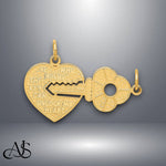Load image into Gallery viewer, 14K Yellow Gold Polished 2 Piece Break Apart HE Who Holds The Key Charms with Necklace Chain Options
