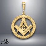 Load image into Gallery viewer, 14K Yellow Gold Polished & Textured Masonic Symbol Pendant with Necklace Chain Options