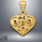 Load image into Gallery viewer, 14K Yellow Gold Polished 3-D Filigree Puffed Heart Pendant with Necklace Chain Options