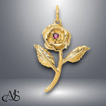 Load image into Gallery viewer, 14K Yellow Gold CZ Rose Charm with Necklace Chain Options