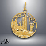 Load image into Gallery viewer, 14K Yellow Gold NEW YORK Skyline Charm with Necklace Chain Options