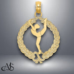 Load image into Gallery viewer, 14K Yellow Gold Solid Polished Framed Gymnast Charm with Necklace Chain Options