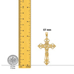 Load image into Gallery viewer, 14K Yellow Gold INRI Crucifix Fleur De Lis Pendant with Necklace Chain Options