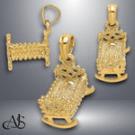 Load image into Gallery viewer, 14K Yellow Gold 3D Baby Cradle Charm with Necklace Chain Options