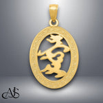 Load image into Gallery viewer, 14K Yellow Gold Chinese Happiness Symbol in Oval Frame Pendant with Necklace Chain Options