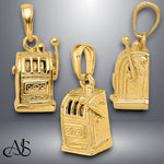Load image into Gallery viewer, 14K Yellow Gold 3-D Moveable Slot Machine Pendant with Necklace Chain Options
