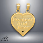 Load image into Gallery viewer, 14K Yellow Gold Reversible FOREVER AND EVER Break-apart Heart Pendant with Necklace Chain Options