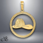 Load image into Gallery viewer, 14K Yellow Gold Fireman Helmet in Disk Charm with Necklace Chain Options