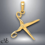 Load image into Gallery viewer, 14K Yellow Gold or White Gold 3-D Moveable Scissors Pendant with Necklace Chain Options