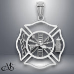 Load image into Gallery viewer, 14K Yellow Gold or White Gold Fireman Shield Pendant with Necklace Chain Options