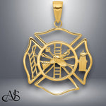 Load image into Gallery viewer, 14K Yellow Gold or White Gold Fireman Shield Pendant with Necklace Chain Options