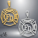 Load image into Gallery viewer, 14K Yellow Gold or White Gold FD MEMBER in Shield Pendant with Necklace Chain Options