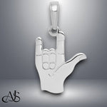 Load image into Gallery viewer, 14K Yellow Gold or White Gold I Love You Hand/ Sign Language Pendant with Necklace Chain Options