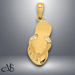 Load image into Gallery viewer, 14K Yellow Gold 3D Flip Flop Pendant with Necklace Chain Options