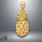 Load image into Gallery viewer, 14K Yellow Gold 3-D Cut-Out Pineapple Pendant with Necklace Chain Options