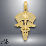 Load image into Gallery viewer, 14K Yellow Gold Caduceus w/Nurses Cap Pendant with Necklace Chain Options