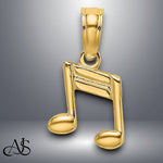 Load image into Gallery viewer, 14K Yellow Gold Double Notes Charm with Necklace Chain Options