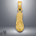 Load image into Gallery viewer, 14K Yellow Gold 3D MYRTLE BEACH Single Flip-Flop Charm with Necklace Chain Options