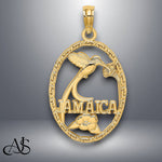 Load image into Gallery viewer, 14K Yellow Gold JAMAICA w/Bird and Flowers Charm with Necklace Chain Options