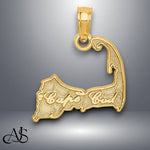 Load image into Gallery viewer, 14K Yellow Gold CAPE COD Map Charm with Necklace Chain Options