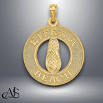 Load image into Gallery viewer, 14K Yellow Gold LIFES A BEACH Circle W/Flip-Flop Charm with Necklace Chain Options