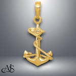 Load image into Gallery viewer, 14K Yellow Gold Solid 3-D Anchor with Rope Pendant with Necklace Chain Options