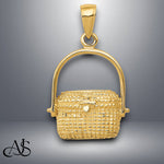 Load image into Gallery viewer, 14K Yellow Gold Large Nantucket Basket Pendant with Necklace Chain Options
