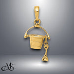 Load image into Gallery viewer, 14K Yellow Gold 3-D Beach Bucket with Shovel Charm with Necklace Chain Options