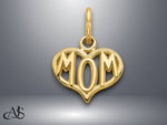 Load image into Gallery viewer, 14K Yellow Gold MOM Heart Charm with Necklace Chain Options
