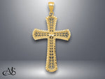 Load image into Gallery viewer, 14K Yellow Gold Diamond-cut Filigree Cross Pendant with Necklace Chain Options