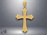 Load image into Gallery viewer, 14K Yellow Gold Concave Budded Cross Pendant with Necklace Chain Options