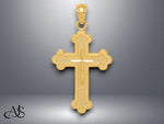 Load image into Gallery viewer, 14K Yellow Gold Budded Cross Pendant with Necklace Chain Options