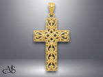 Load image into Gallery viewer, 14K Yellow Gold Diamond-cut Filigree Cross Pendant with Necklace Chain Options